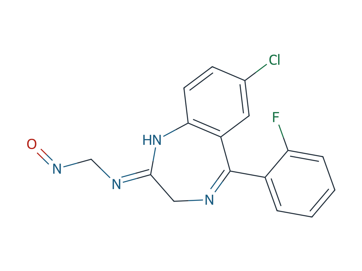 7-Chloro-5-(2-fluorophenyl)-N-methyl-N-Nitroso-3H-1,4-benzodiazepin-2-amine chemical structure