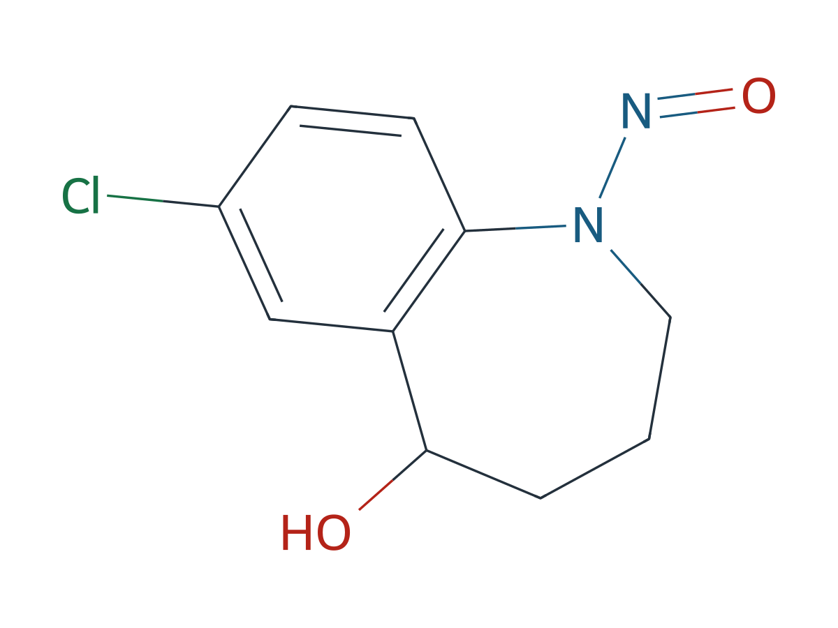 7-chloro-1-nitroso-2,3,4,5-tetrahydro-1-benzazepin-5-ol chemical structure