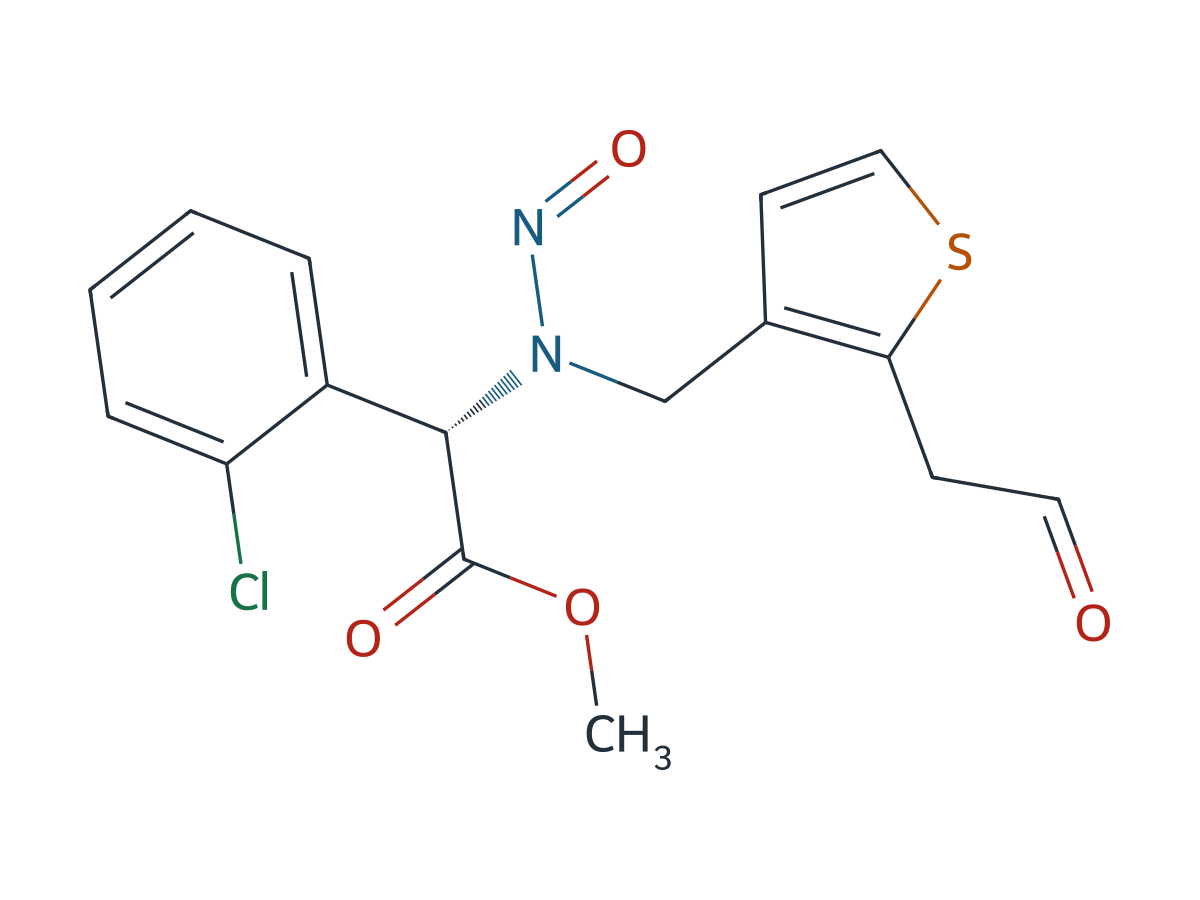 (S)-Methyl 2-(2-chlorophenyl)-2-(nitroso((2-(2-oxoethyl)thiophen-3-yl)methyl)amino)acetate chemical structure