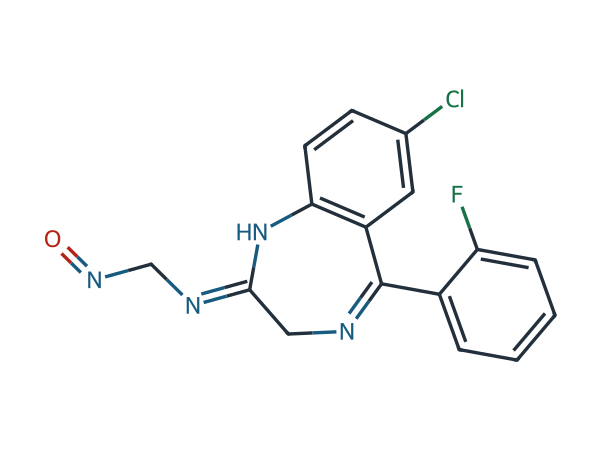 7-Chloro-5-(2-fluorophenyl)-N-methyl-N-Nitroso-3H-1,4-benzodiazepin-2-amine chemical structure