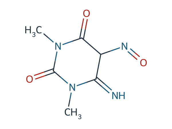 6-imino-1,3-dimethyl-5-nitrosodihydropyrimidine-2,4(1H,3H)-dione chemical structure